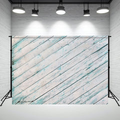 Slanted Blue White Wooden Planks Photo Backdrop - Layoris