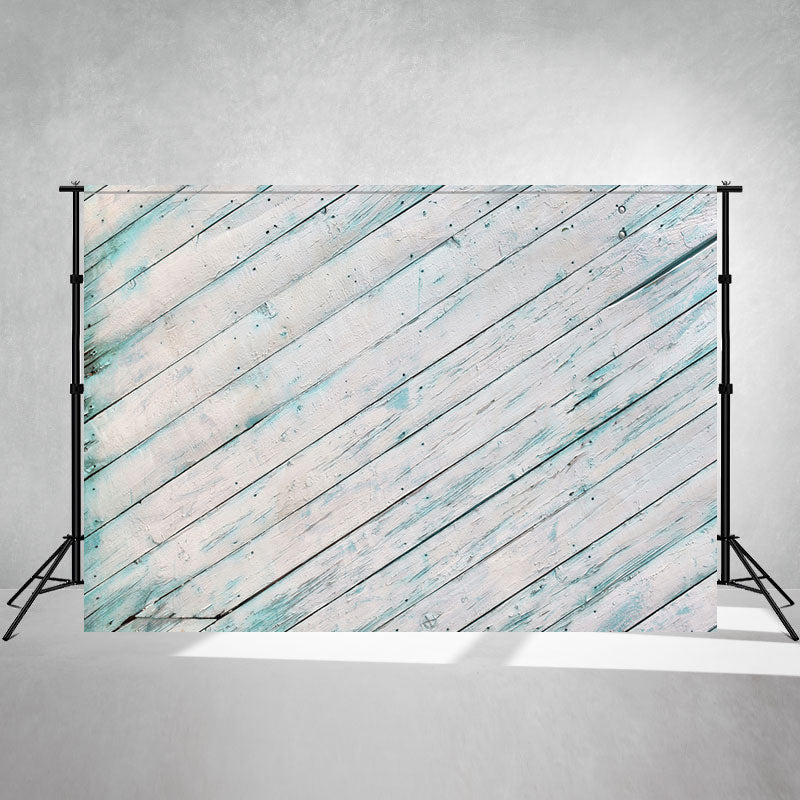 Slanted Blue White Wooden Planks Photo Backdrop - Layoris