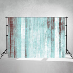 Teal Brown Vertical Wooden Board Photo Backdrop - Layoris