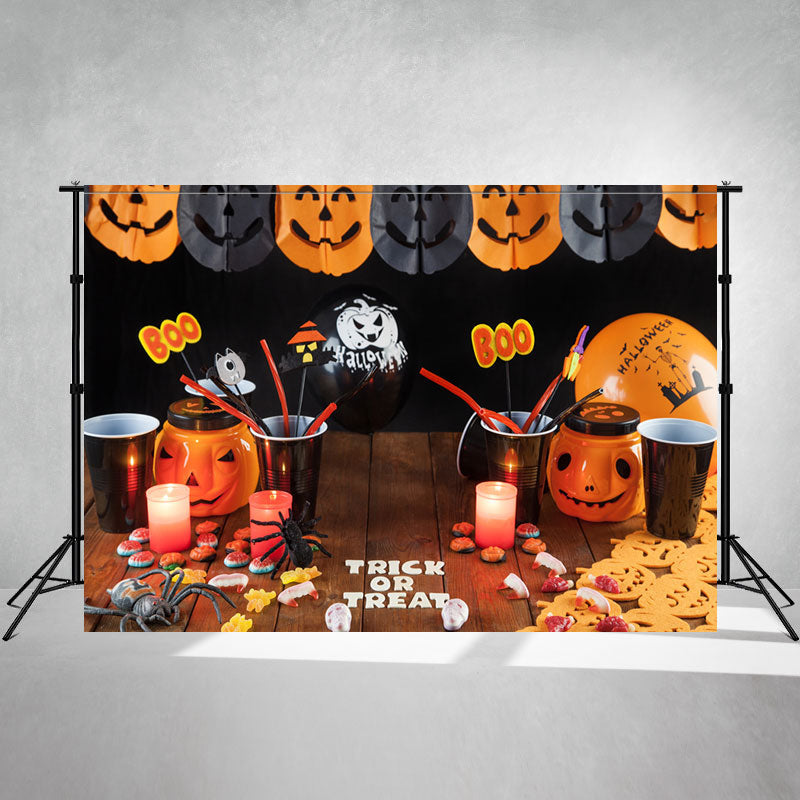 Boo Trick Or Treat Happy Halloween Backdrop - Layoris