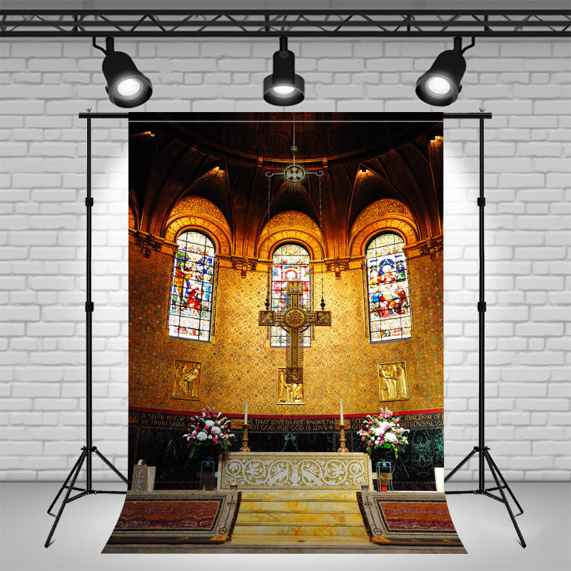 Classical Church Cross Architectural Backdrop - Layoris