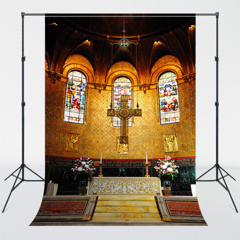 Classical Church Cross Architectural Backdrop - Layoris