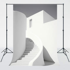 Simple White Spiral Staircase Photography Backdrop - Layoris