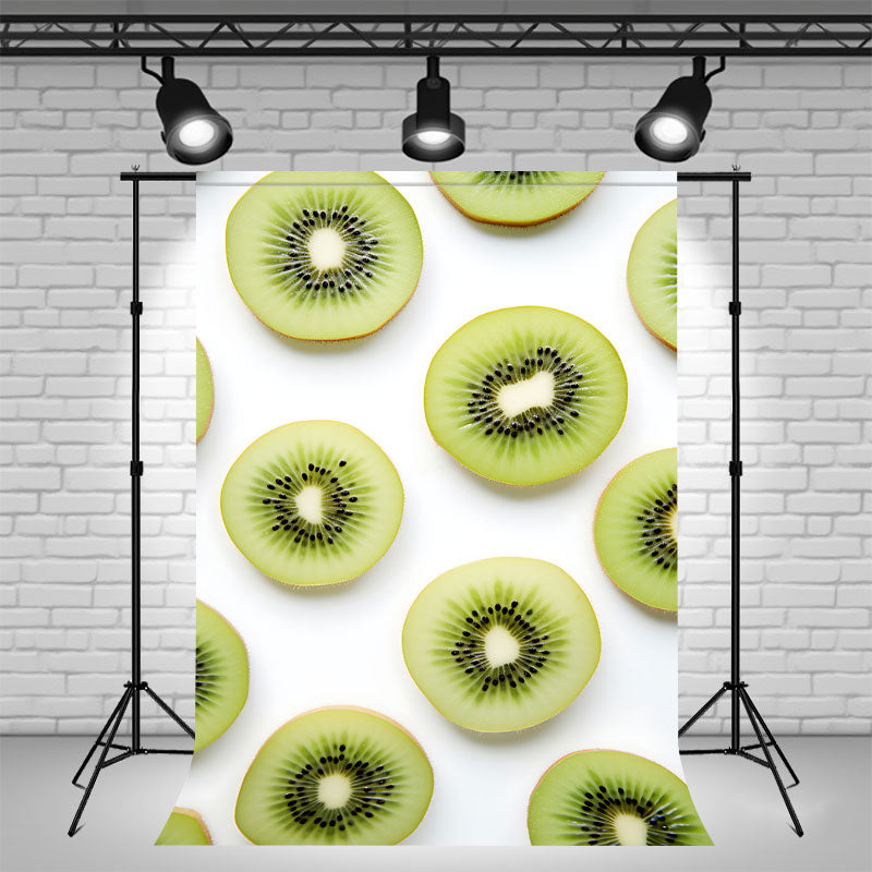 Sliced ??Kiwi Fruit On White Background Backdrop - Layoris