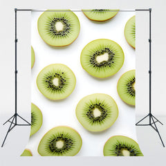 Sliced ??Kiwi Fruit On White Background Backdrop - Layoris