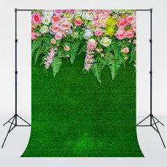 Flowers On Top Of Grass Wall Photo Backdrop - Layoris