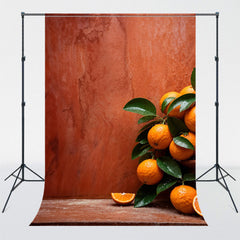 Red Wall Fresh Orange Fruit Photography Backdrop - Layoris