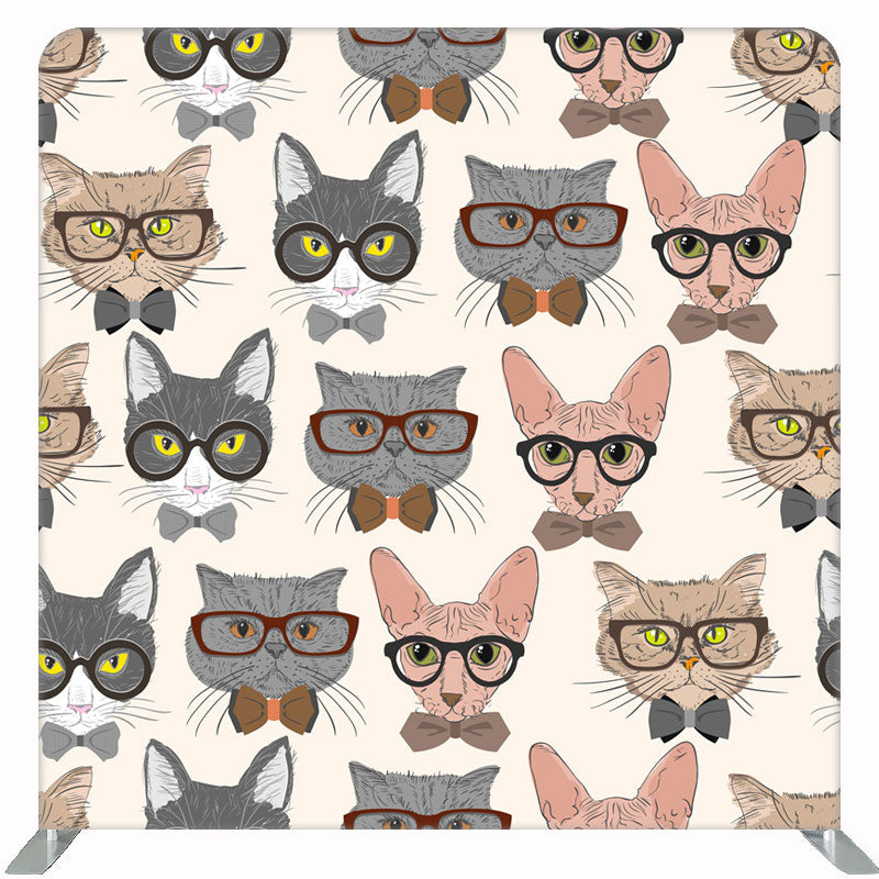 Cat Wearing Glasses Illustration Double Sided Backdrop - Layoris