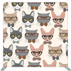 Cat Wearing Glasses Illustration Double Sided Backdrop - Layoris