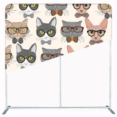 Cat Wearing Glasses Illustration Double Sided Backdrop - Layoris