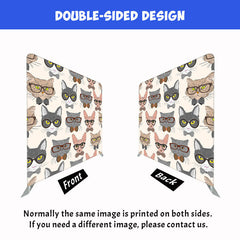 Cat Wearing Glasses Illustration Double Sided Backdrop - Layoris