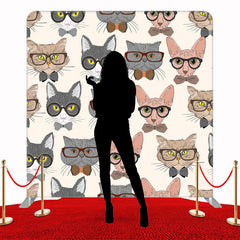 Cat Wearing Glasses Illustration Double Sided Backdrop - Layoris