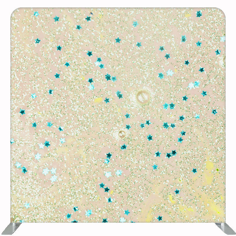 Blue Stars And Gold Glitter Double Sided Backdrop - Layoris