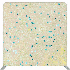 Blue Stars And Gold Glitter Double Sided Backdrop - Layoris