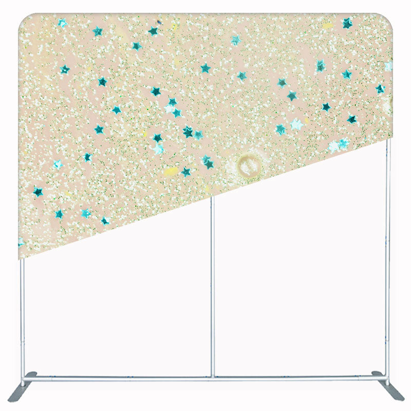 Blue Stars And Gold Glitter Double Sided Backdrop - Layoris