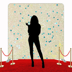 Blue Stars And Gold Glitter Double Sided Backdrop - Layoris