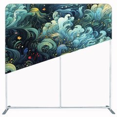 Blue Green Wave Painting Double Sided Backdrop - Layoris