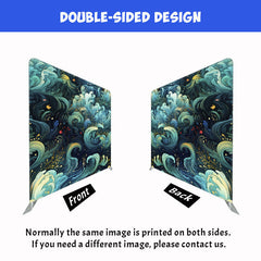 Blue Green Wave Painting Double Sided Backdrop - Layoris
