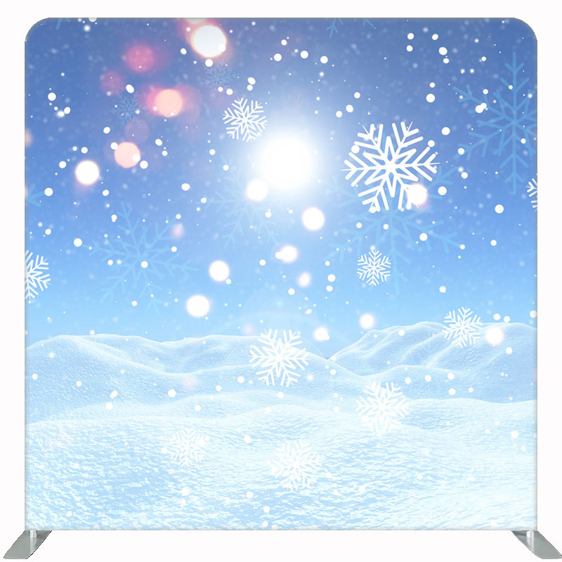 Snowflakes Snow Blue Sky Double Sided Backdrop - Layoris