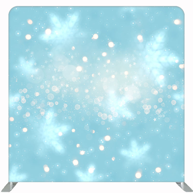 Snowflake Polka Dot Bokeh Blue Double Sided Backdrop - Layoris