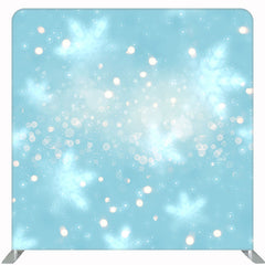Snowflake Polka Dot Bokeh Blue Double Sided Backdrop - Layoris