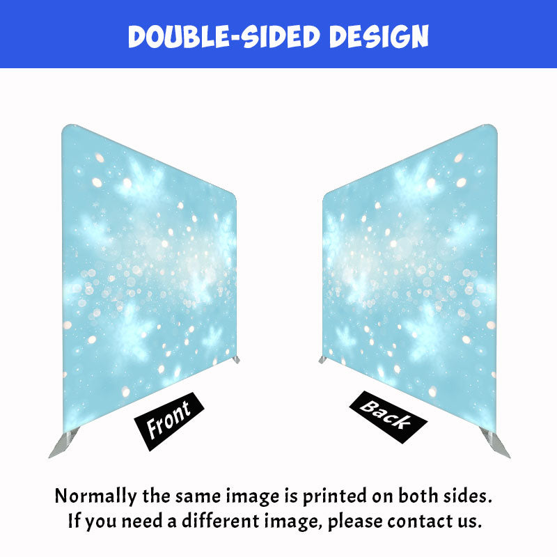 Snowflake Polka Dot Bokeh Blue Double Sided Backdrop - Layoris