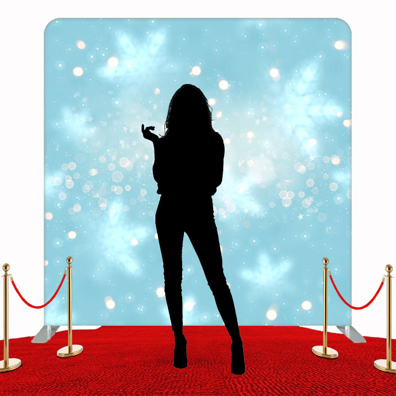 Snowflake Polka Dot Bokeh Blue Double Sided Backdrop - Layoris