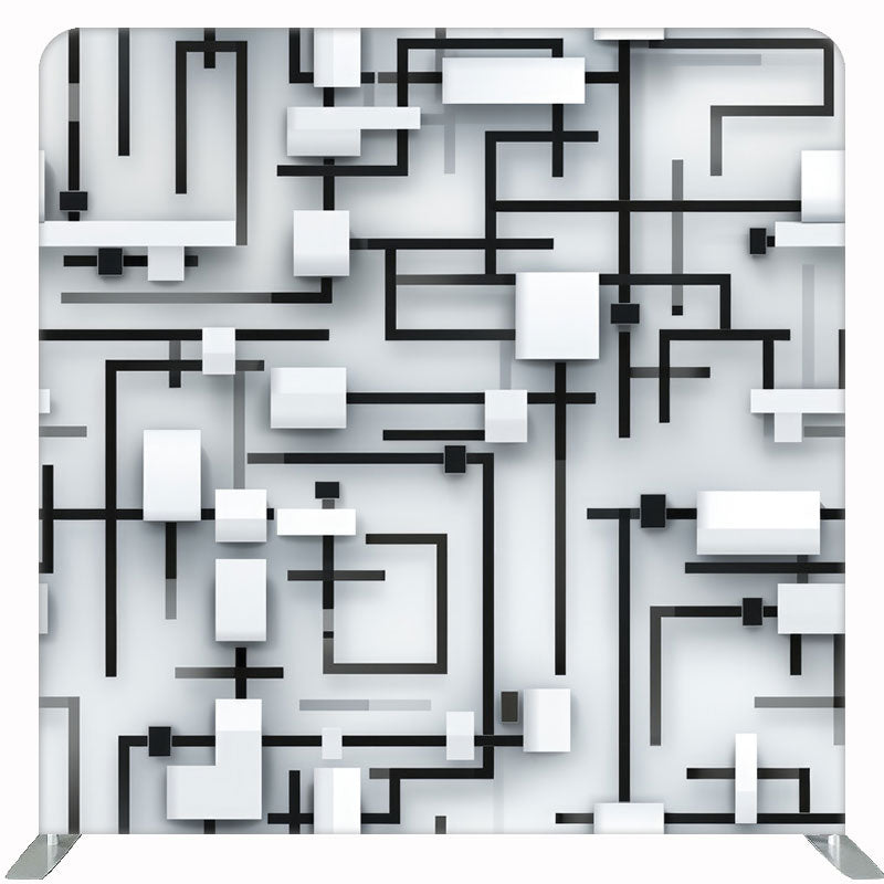 Black And White 3D Lines Double Sided Backdrop - Layoris