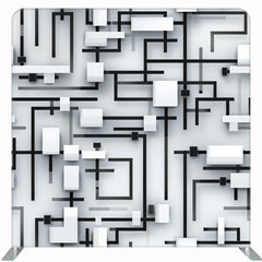 Black And White 3D Lines Double Sided Backdrop - Layoris