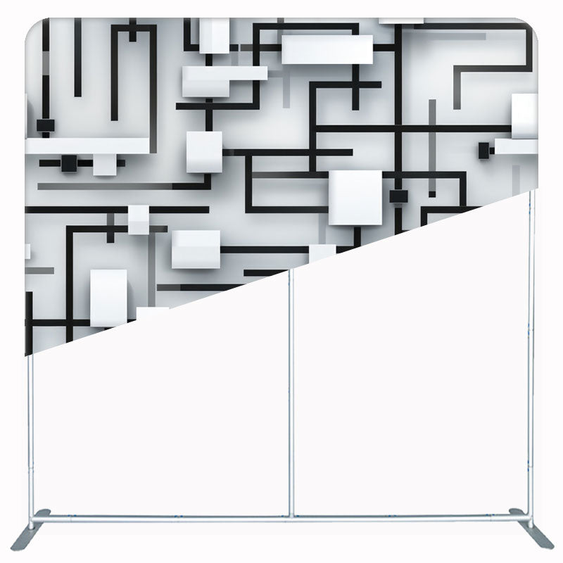 Black And White 3D Lines Double Sided Backdrop - Layoris