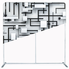 Black And White 3D Lines Double Sided Backdrop - Layoris