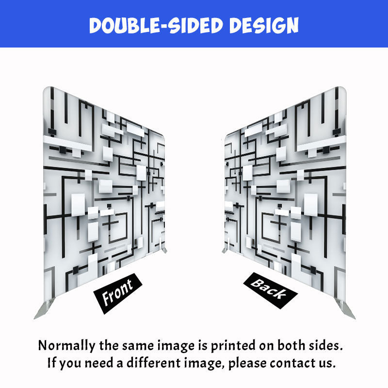 Black And White 3D Lines Double Sided Backdrop - Layoris