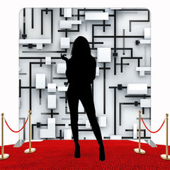 Black And White 3D Lines Double Sided Backdrop - Layoris