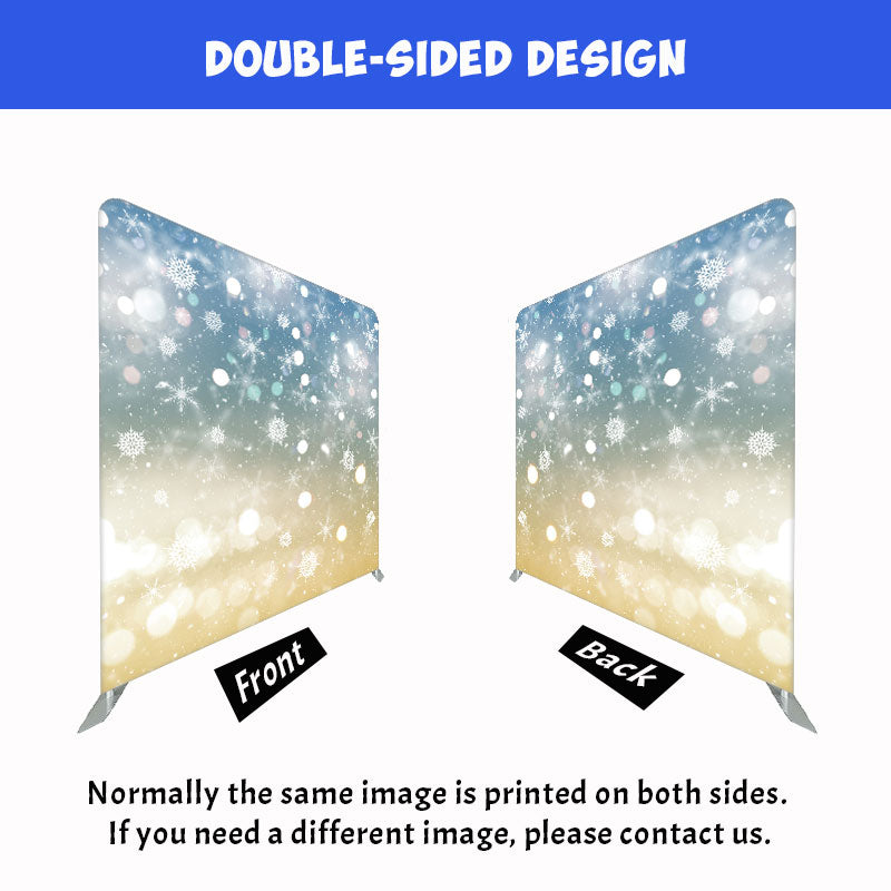 Blue And Gold Gradient Snowflake Double Sided Backdrop - Layoris