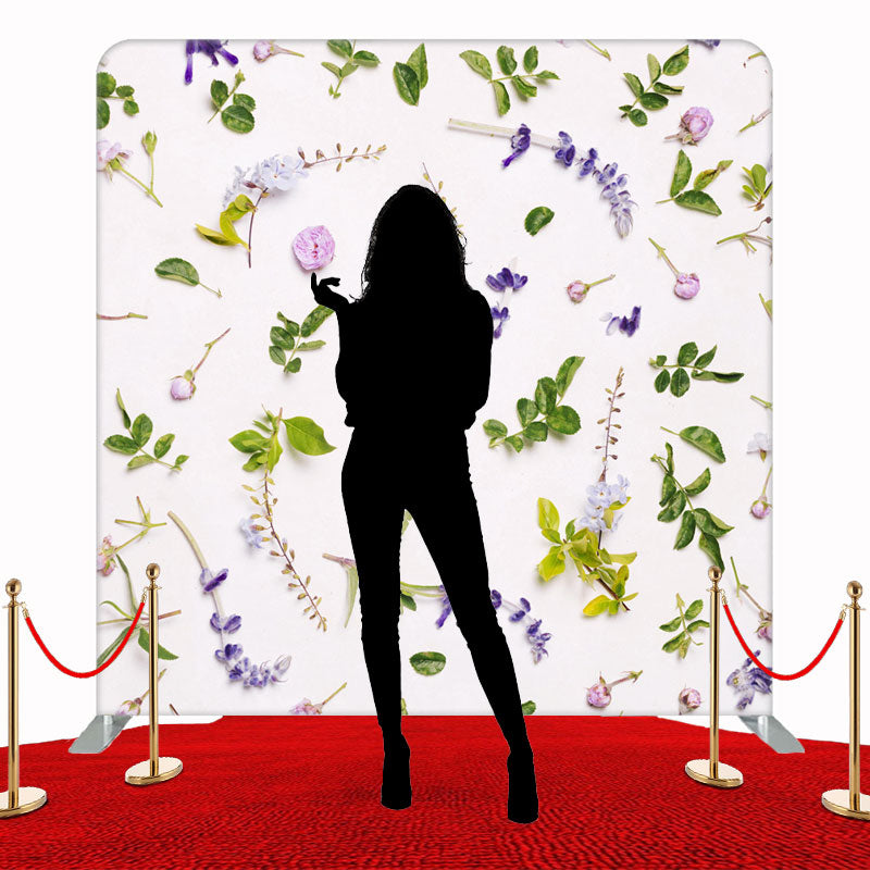Leaves And Flowers Beige Double Sided Backdrop - Layoris