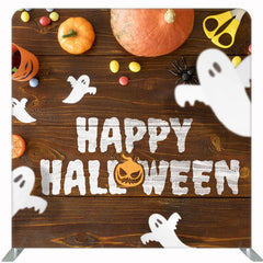 Happy Halloween Ghost Wood Grain Double Sided Backdrop - Layoris