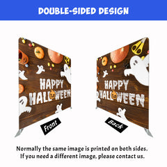 Layoris Happy Halloween Ghost Wood Grain Double Sided Backdrop