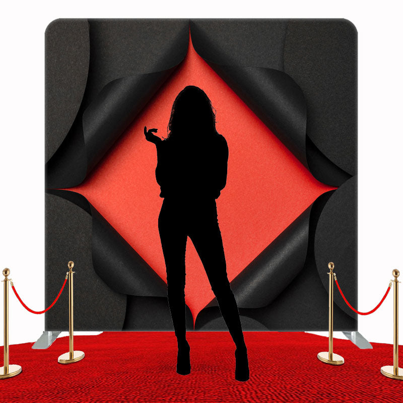 Black Curling Opening Orange Double Sided Backdrop - Layoris