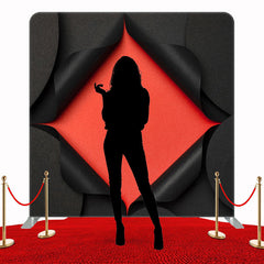 Black Curling Opening Orange Double Sided Backdrop - Layoris