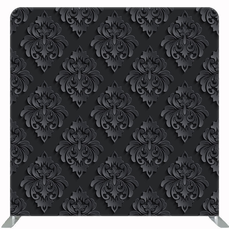 Black Retro Floral Pattern Double Sided Backdrop - Layoris
