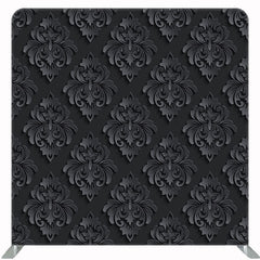 Black Retro Floral Pattern Double Sided Backdrop - Layoris