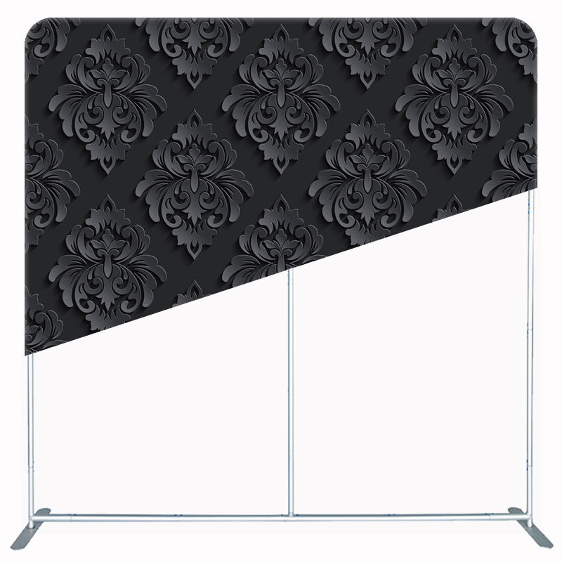 Black Retro Floral Pattern Double Sided Backdrop - Layoris