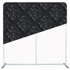 Black Retro Floral Pattern Double Sided Backdrop - Layoris