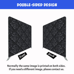Black Retro Floral Pattern Double Sided Backdrop - Layoris
