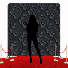 Black Retro Floral Pattern Double Sided Backdrop - Layoris