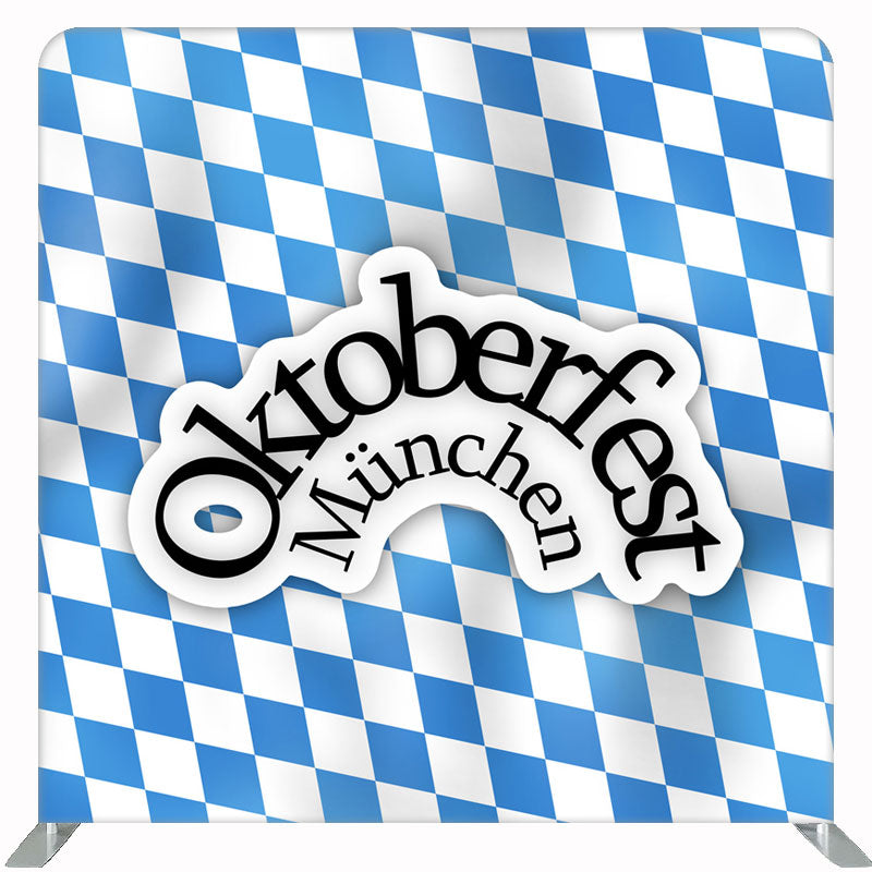 Blue White Checkered Oktoberfest Double Sided Backdrop - Layoris