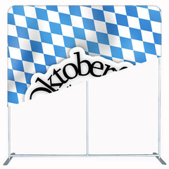 Blue White Checkered Oktoberfest Double Sided Backdrop - Layoris