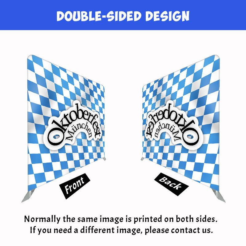 Blue White Checkered Oktoberfest Double Sided Backdrop - Layoris