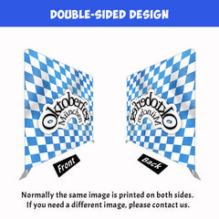 Blue White Checkered Oktoberfest Double Sided Backdrop - Layoris