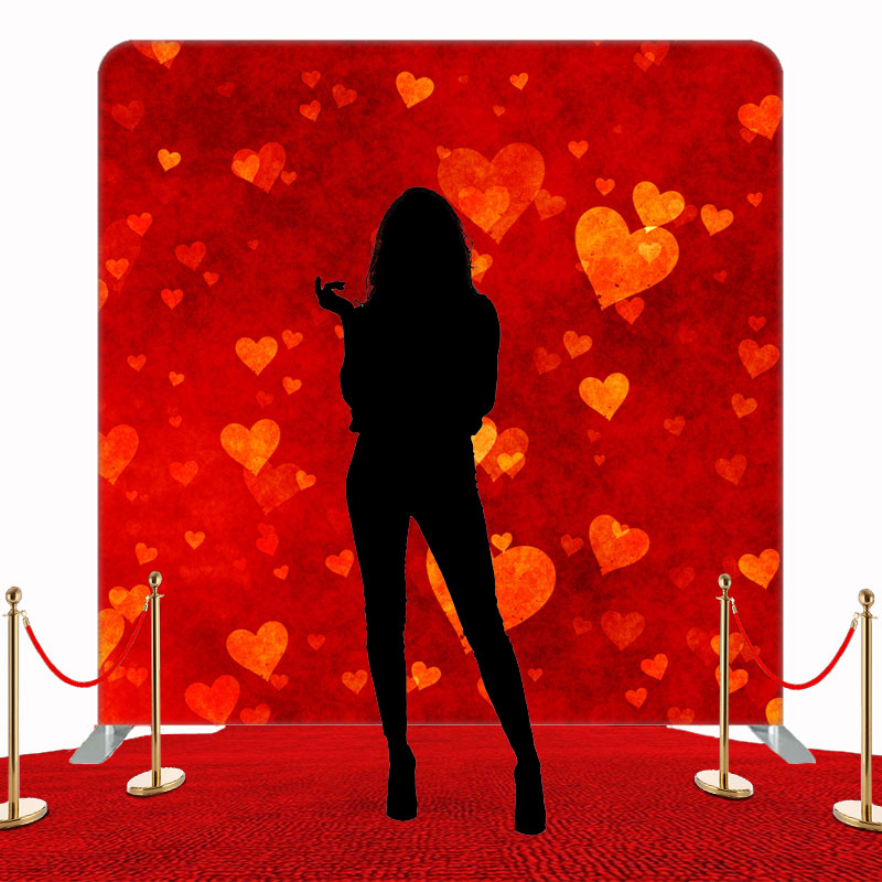 Red Love Hearts Scattered Double Sided Backdrop - Layoris